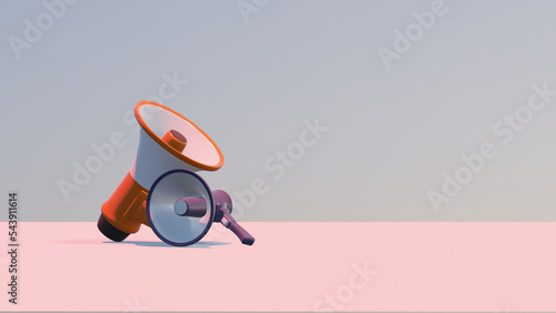 広い場所に置かれた二つのメガホン　3dcg