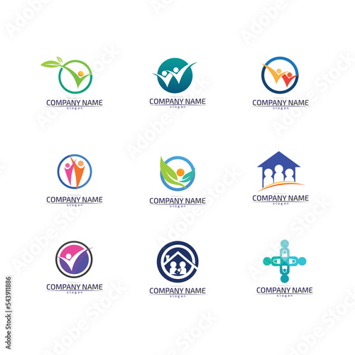 Abstract people logo design.fun people,healthy people,sport,community people symbol vector illustration