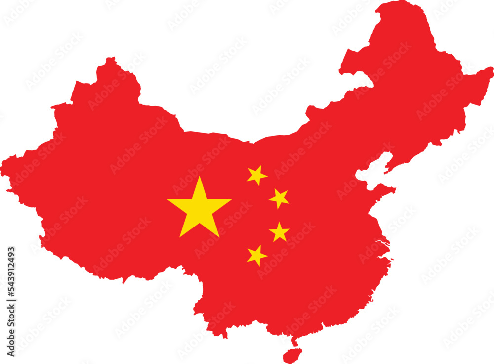 Naklejka premium Vector map of China with flag