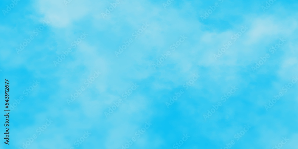 Abstract fresh blue sky with blurry and tiny clouds, shinny Summer seasonal natural cloudy blue sky background, Hand painted watercolor shades sky clouds, Bright blue cloudy sky vector illustration.
