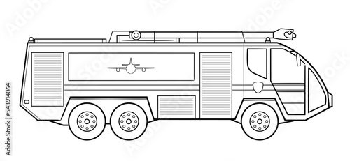Airport fire truck vector stock illustration.