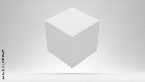 Empty podium or pedestal display on white background with box stand concept. Blank product shelf standing backdrop 3D rendering