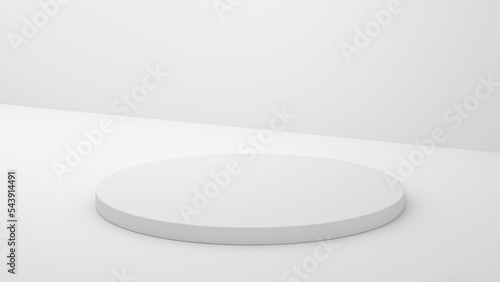 Empty podium or pedestal display on white background with box stand concept. Blank product shelf standing backdrop 3D rendering