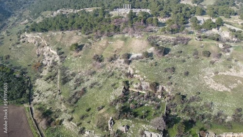 Aerial view of Priene Ruins, Turkey photo