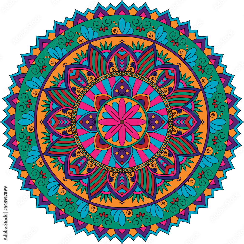 Naklejka premium Colorful hand drawn mandala