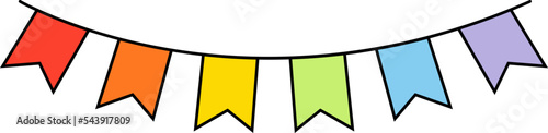 Flat rainbow garland doodle icon.