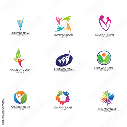 Abstract people logo design.fun people healthy people sport community people symbol vector illustration
