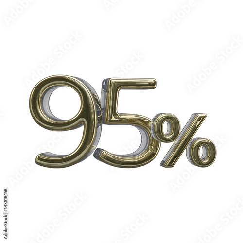 95 percent 3D number with gold color