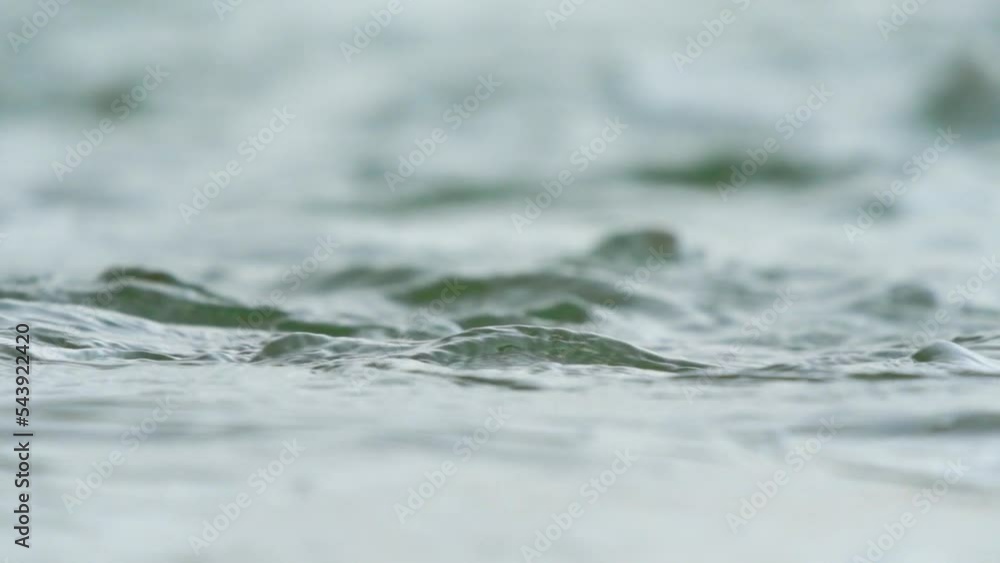 Smooth water river surface only small waves, closeup abstract detail with shallow depth of field focus - slow motion video Smooth water river surface only small waves, closeup abstract detail with shallow depth of field focus - slow motion video