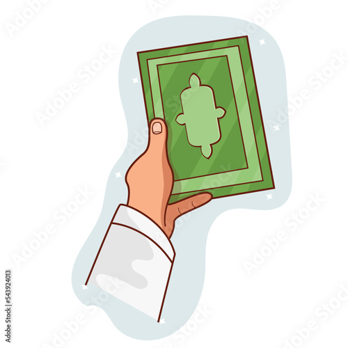 hands holds Holy book of Koran islam vector.eps

