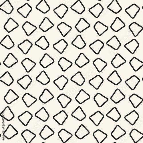 Monochrome Contoured Geometric Elements Pattern