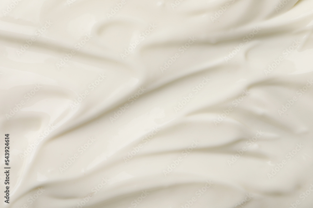 Delicious organic yogurt as background, top view