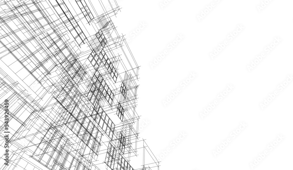Architectural sketch of building on white background