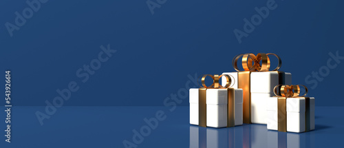 Stampa su tela Christmas gift boxes with ribbons - 3D render