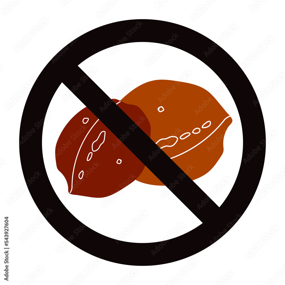 No Nuts Icon Vector Illustration Isolated On White Background. Two 