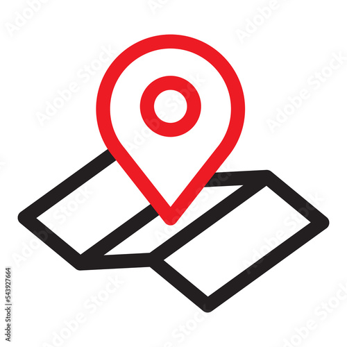 Map with pin, geo locate, pointer icon. maps and navigation illustration.