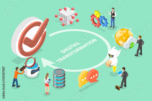 3D Isometric Flat Vector Conceptual Illustration of Digital Transformation, Paperless Workflow Solutions
