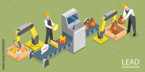 3D Isometric Flat Vector Conceptual Illustration of Lead Generation, Customer Retention Increasing
