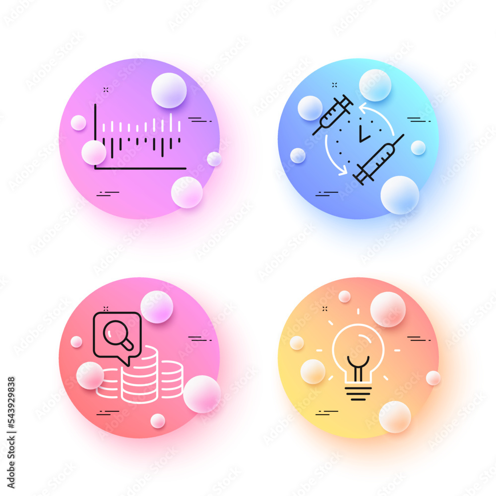 Energy, Column diagram and Inspect minimal line icons. 3d spheres or balls buttons. Vaccination schedule icons. For web, application, printing. Lightbulb, Sale statistics, Money budget. Vector Energy, Column diagram and Inspect minimal line icons. 3d spheres or balls buttons. Vaccination schedule icons. For web, application, printing. Lightbulb, Sale statistics, Money budget. Vector