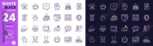 Text message, Salary employees and Notification line icons for website, printing. Collection of Winner podium, Transport insurance, Loyalty program icons. Restaurant food, Seo phone. Vector