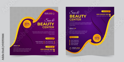 Modern Spa & Beauty Center social media post, Digital marketing agency Corporate banner promotion ads sales and discount banner vector template design.