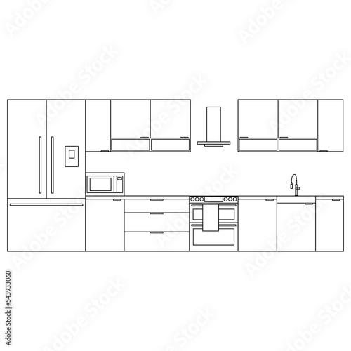 Modern simple black line kitchen design