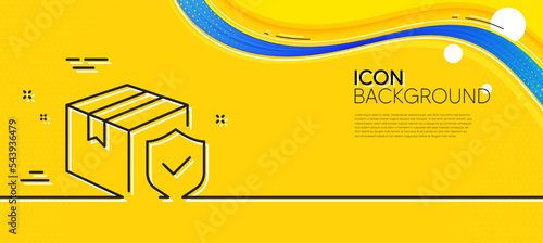 Parcel insurance line icon. Abstract yellow background. Risk coverage sign. Package delivery protection symbol. Minimal parcel insurance line icon. Wave banner concept. Vector