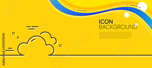 Cloudy weather line icon. Abstract yellow background. Clouds sign. Sky symbol. Minimal cloudy weather line icon. Wave banner concept. Vector