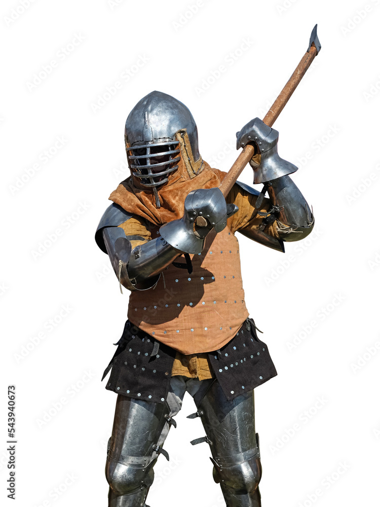 Naklejka premium Knight in armor and with a battle ax