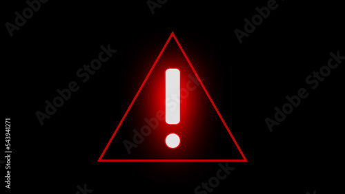 Red warning symbol. Exclamation mark on black background.
