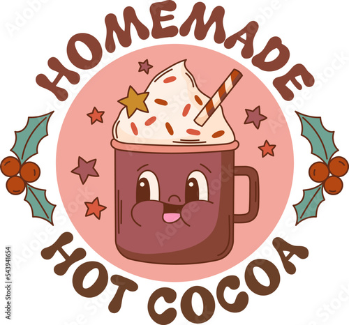 Homemade hot cocoa. Christmas hot chocolate quote vector print