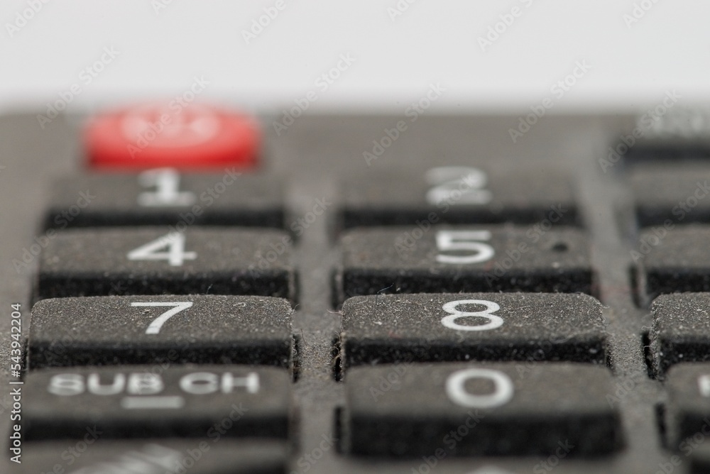 Dusty and dirty push buttons on a remote control Dusty and dirty push buttons on a remote control