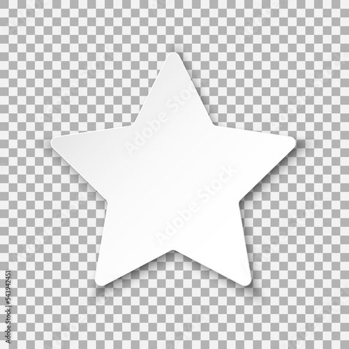 White star icon. Volumetric paper cut design element on transparent background. Best for web  social media and mobile apps. EPS 10.