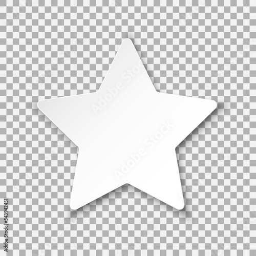White star icon. Volumetric paper cut design element on transparent background. Best for web, social media and mobile apps. EPS 10.