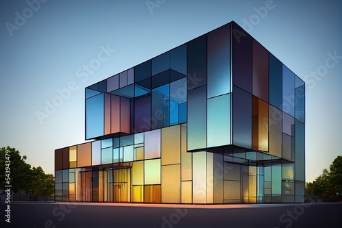 Modern glass wall commercial buildings exterior. Realistic 3d rendering © 2rogan
