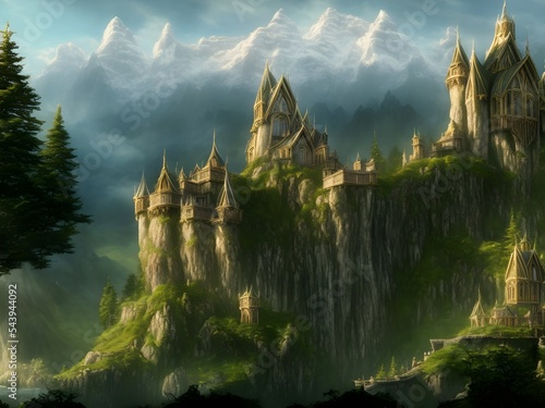 Fantasy mountainse scene 3d render 3d scene © WabiSabi vibes
