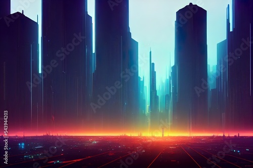 Metaverse city and cyberpunk concept, 3d render © 2rogan