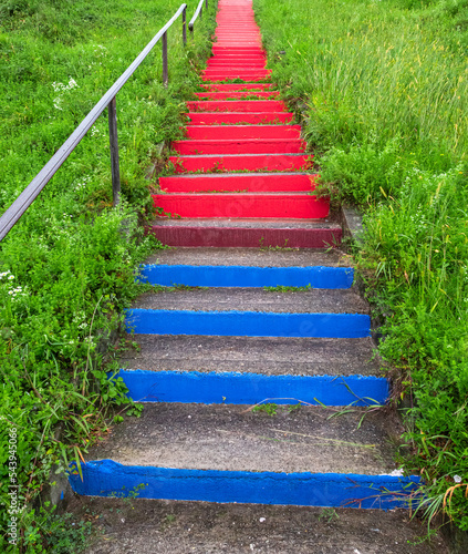 Red and blue steps