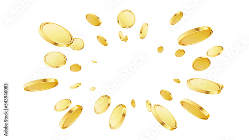 Golden coins explosion. Casino jackpot or win concept.