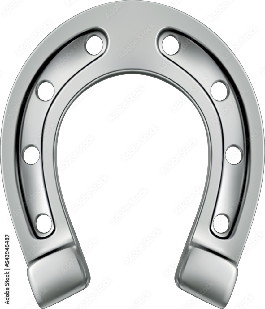 Fototapeta premium Silver horseshoe on a white background. Vector EPS-10
