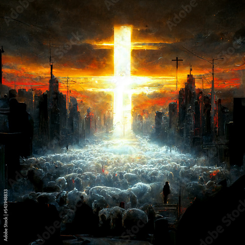 Foto God Saving the Humanity on The Last Day of Earth, 3d Representation