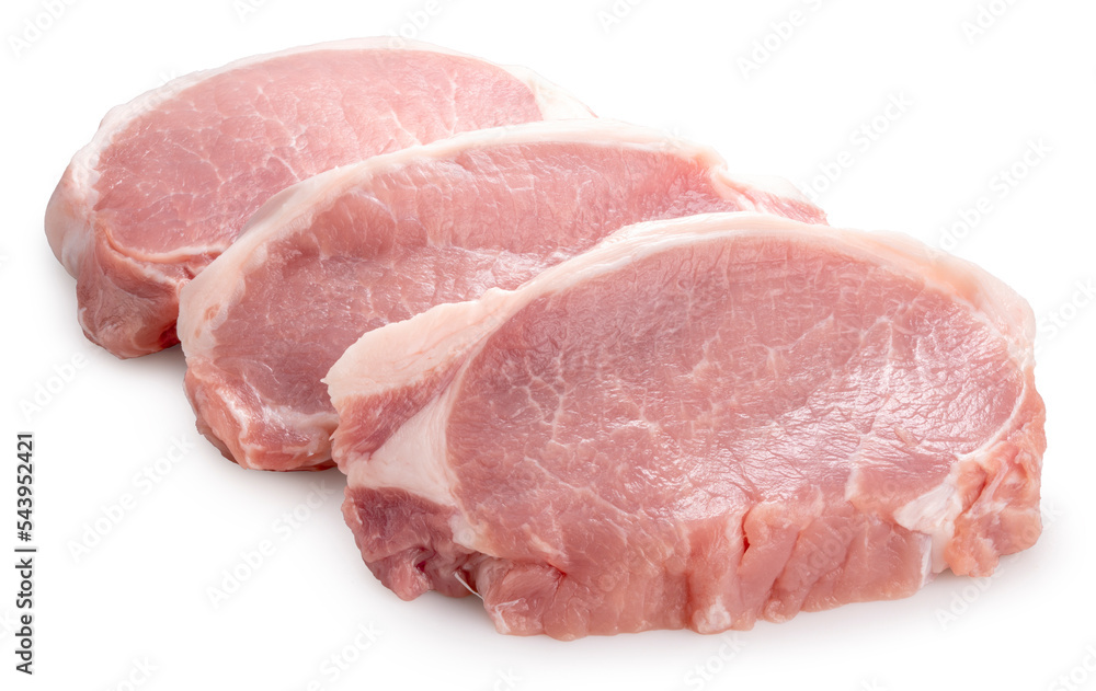 Fillet of pork isolated on white background, Slide Pork tenderloin on white background Fillet of pork isolated on white background, Slide Pork tenderloin on white background