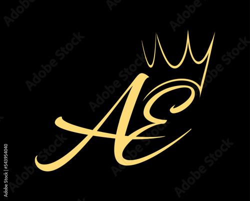 Crown Monogram Logo Initial AE
