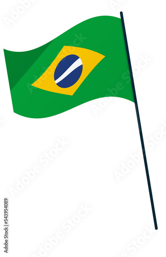 Bandeira do Brasil ilustração estilo flat minimalista com fundo transparente