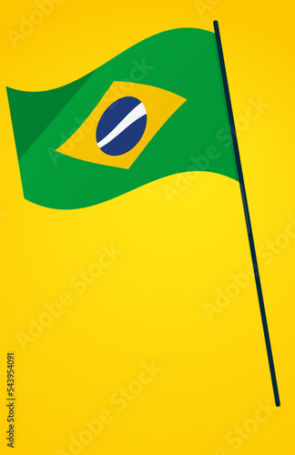 Bandeira do Brasil ilustração vetor flat com fundo amarelo