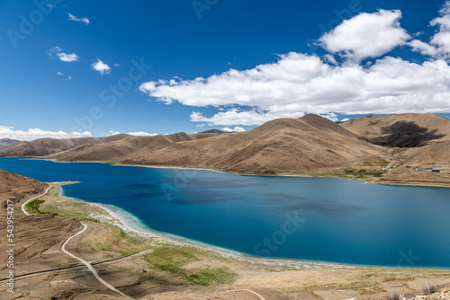 Yamdrok Lake landscape in Langkazi county Shannan city Tibet Autonomous Region, China.
 photo