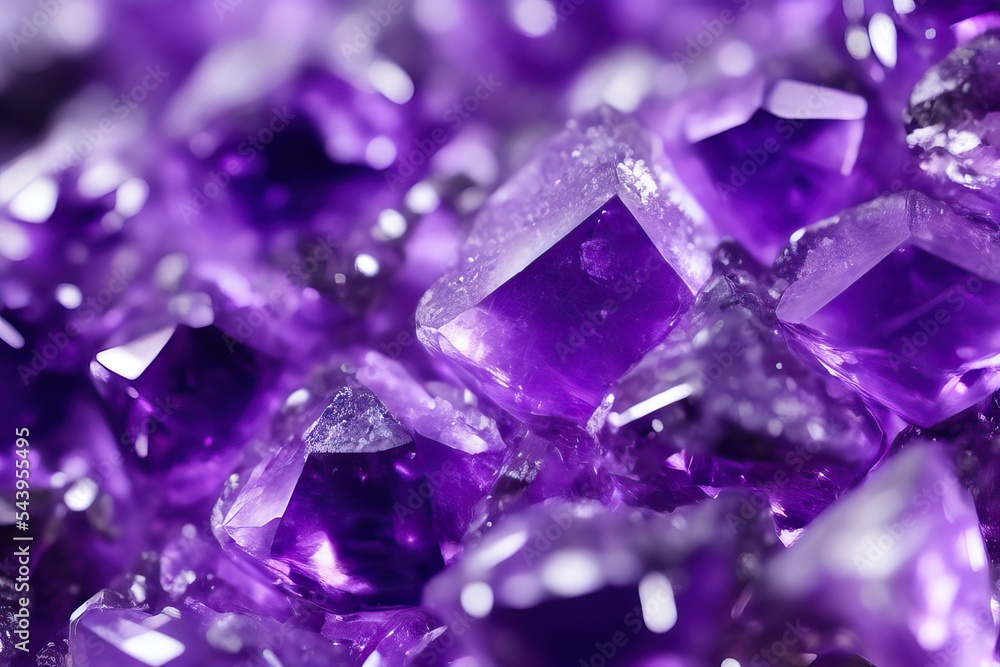 Amethyst crystal cluster close up shot