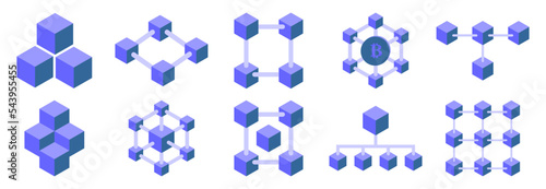 blockchain icon set, blockchain vector set flat design sign symbol