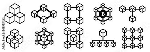 blockchain icon set, blockchain vector set flat design sign symbol