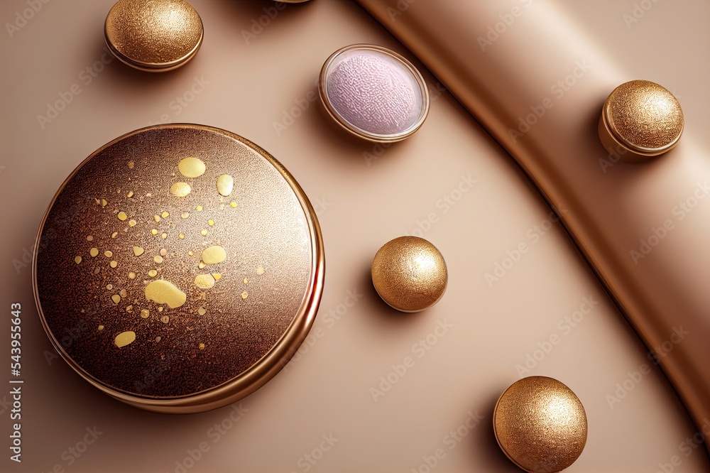 gold serum and vitamin drop on skin cell. serum through the skin layer